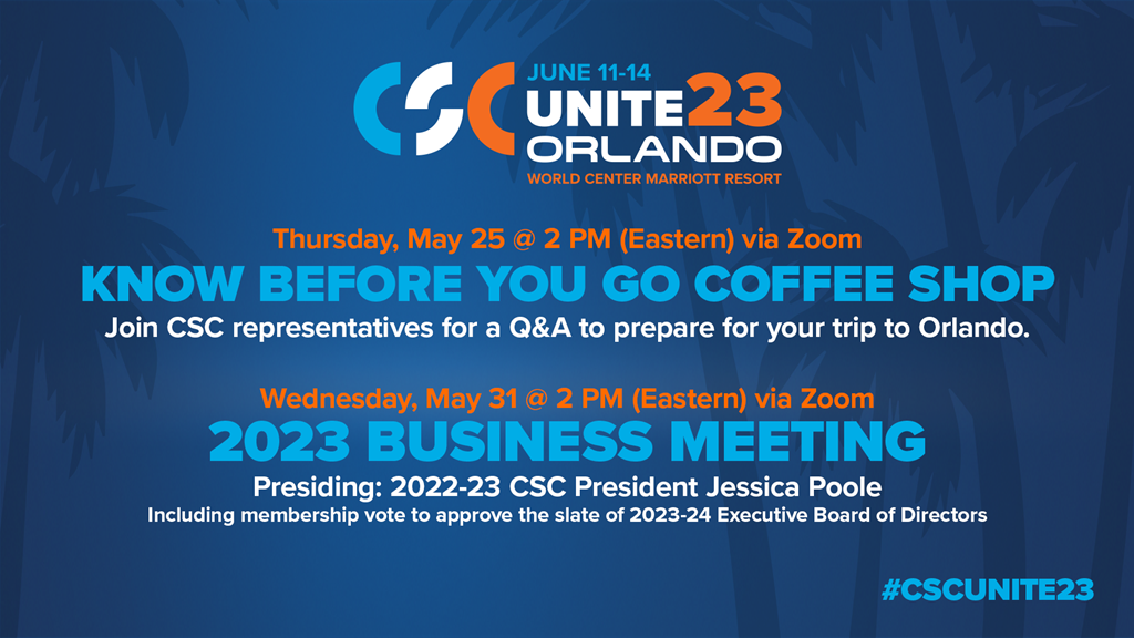 #CSCUNITE23: Know before you go Coffee Shop and Virtual Business Meeting
